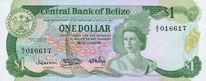 Front of Belize p43a: 1 Dollar from 1983
