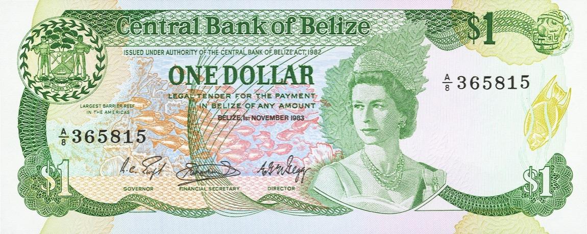 Front of Belize p46a: 1 Dollar from 1983
