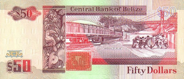 Back of Belize p56b: 50 Dollars from 1991