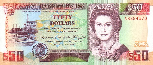 Front of Belize p56b: 50 Dollars from 1991