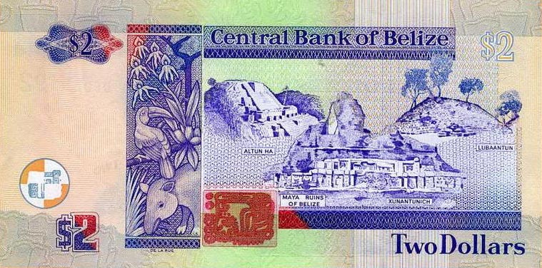 Back of Belize p66c: 2 Dollars from 2007