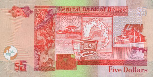 Back of Belize p67a: 5 Dollars from 2003