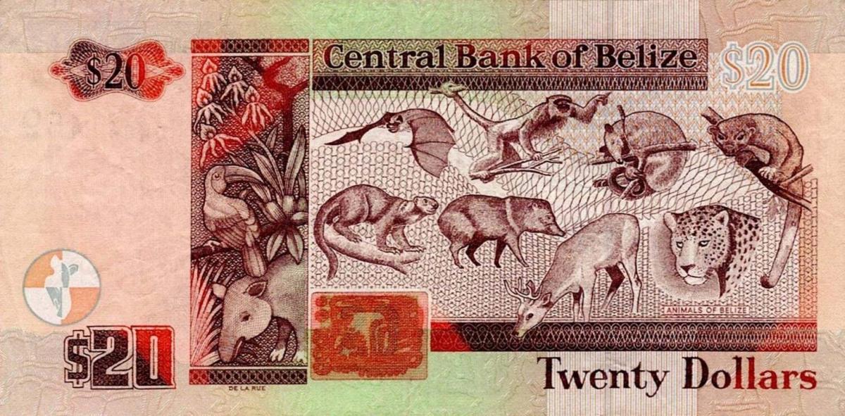 Back of Belize p69g: 20 Dollars from 2020