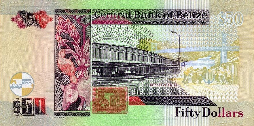 Back of Belize p70d: 50 Dollars from 2010