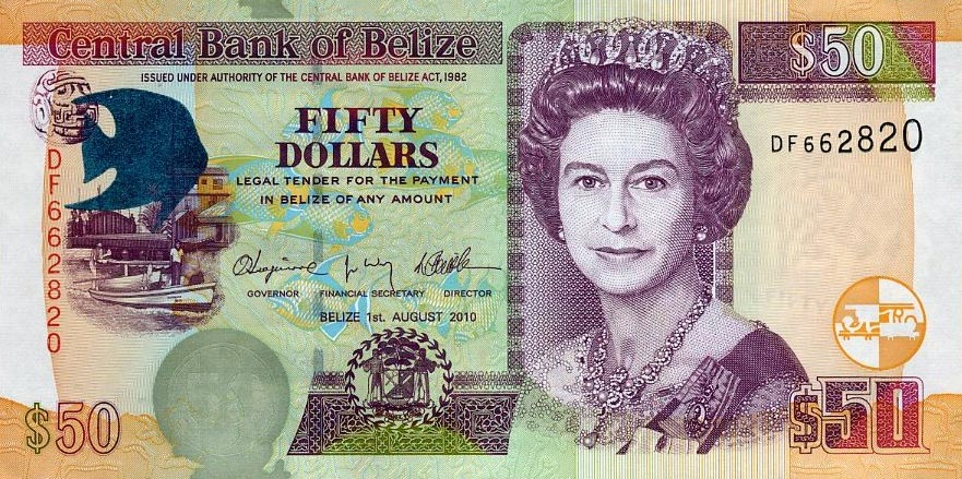 Front of Belize p70d: 50 Dollars from 2010
