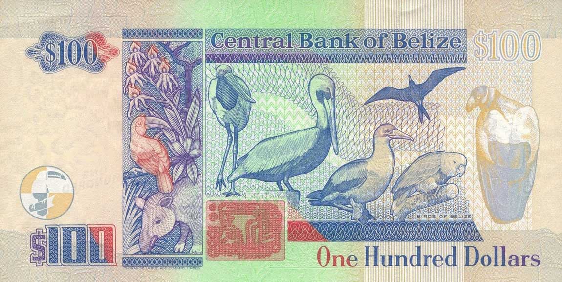 Back of Belize p71a: 100 Dollars from 2003