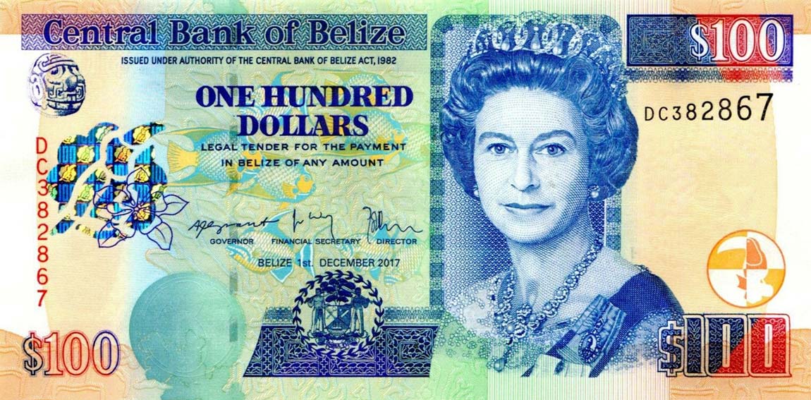 Front of Belize p71d: 100 Dollars from 2017