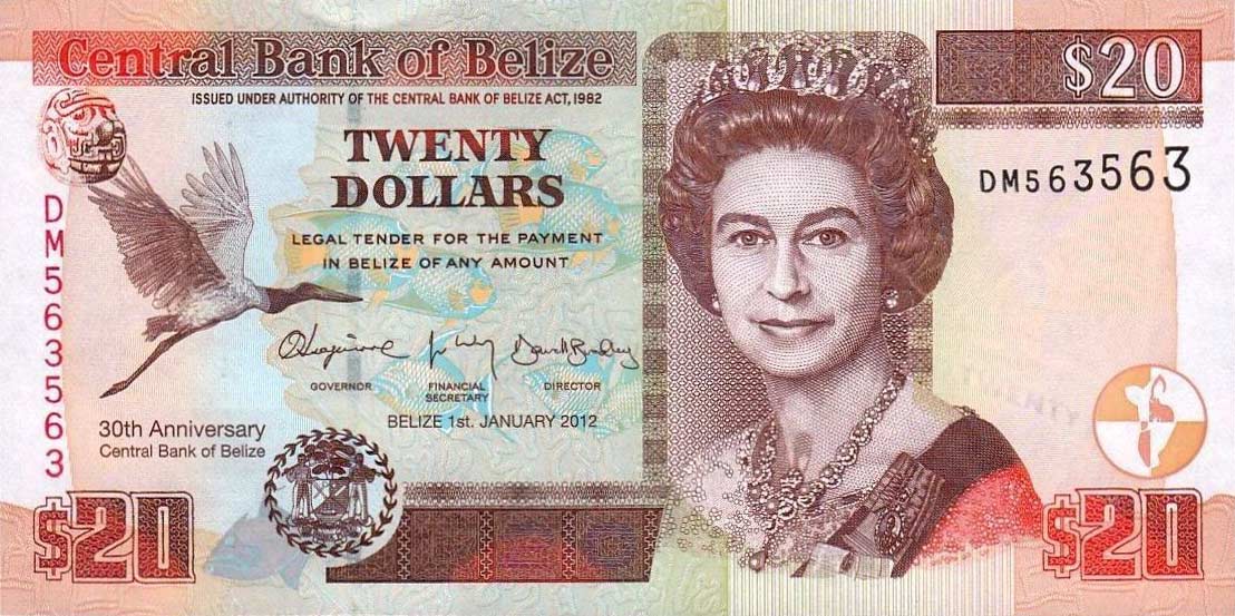 Front of Belize p72: 20 Dollars from 2012