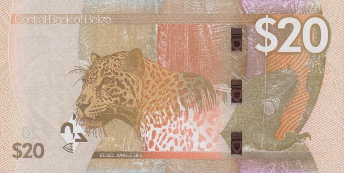 Back of Belize p76: 20 Dollars from 2025