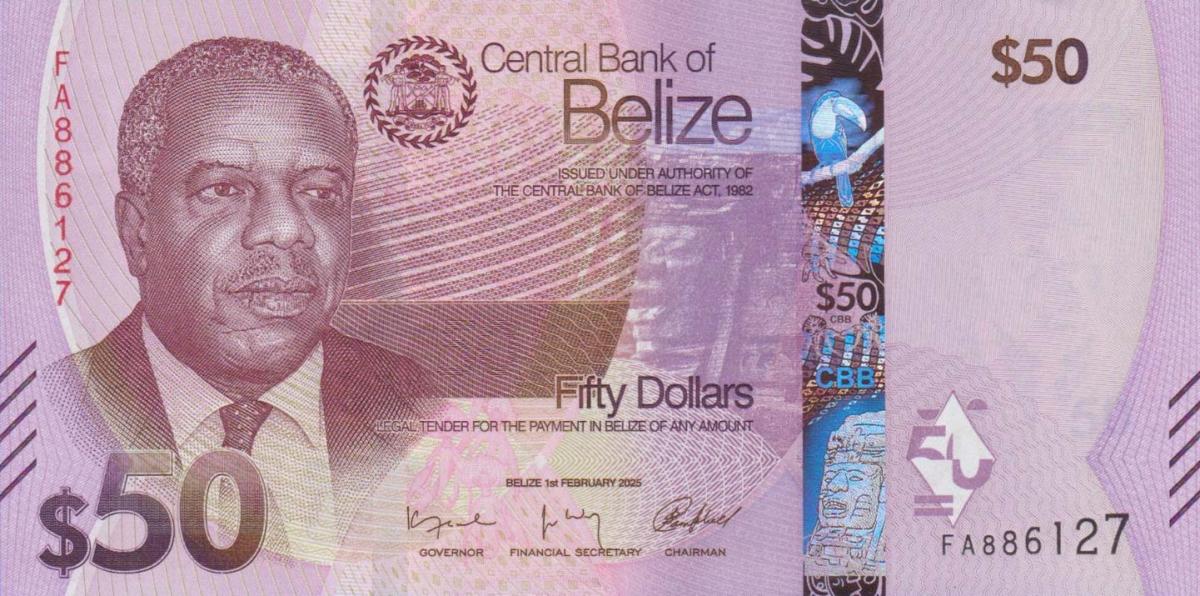 Front of Belize p77: 50 Dollars from 2025