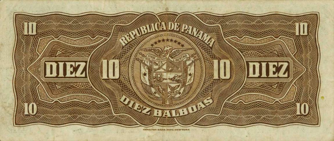 Back of Panama p24a: 10 Balboas from 1941