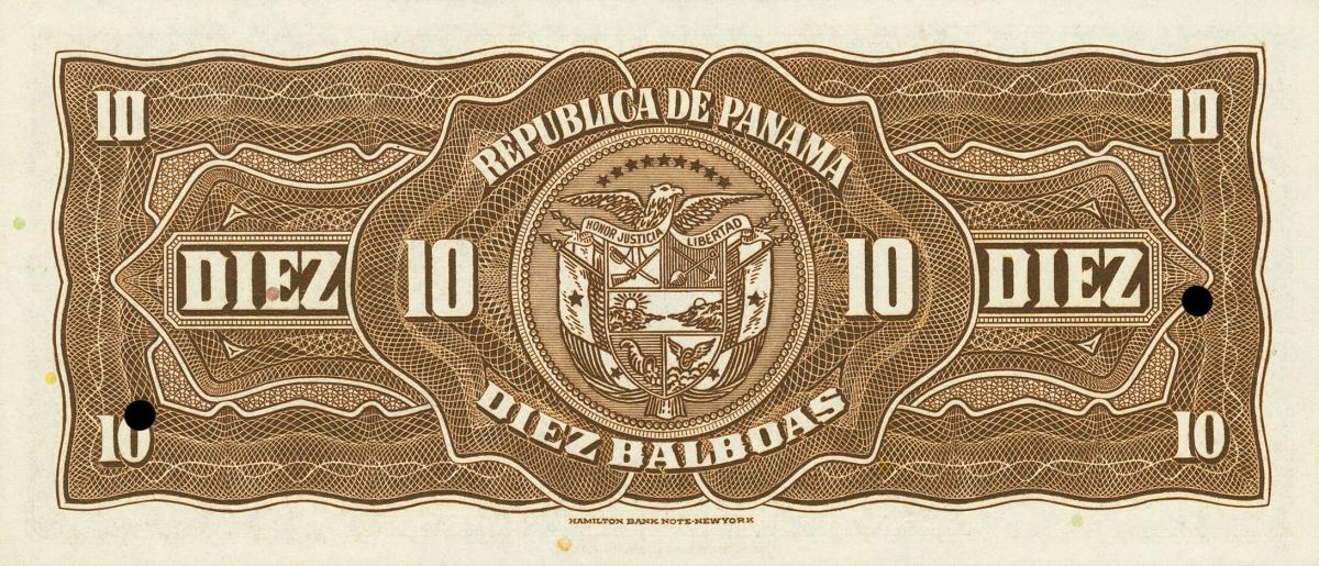 Back of Panama p24s: 10 Balboas from 1941