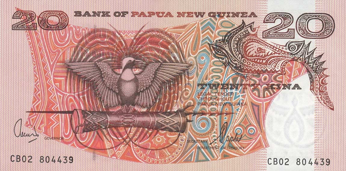 Front of Papua New Guinea p10e: 20 Kina from 2002