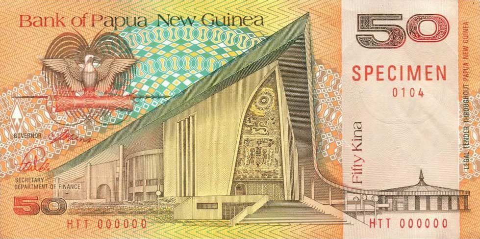 Front of Papua New Guinea p11s: 50 Kina from 1989
