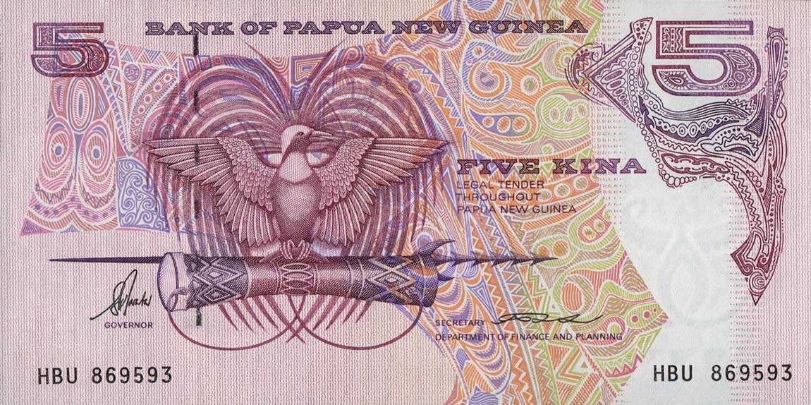 Front of Papua New Guinea p14b: 5 Kina from 1993