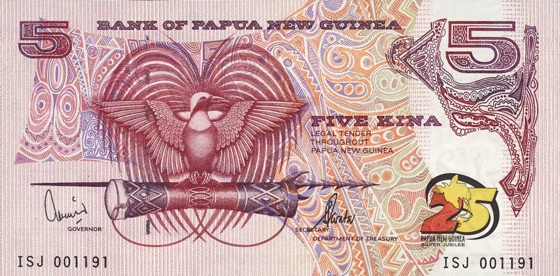 Front of Papua New Guinea p22a: 5 Kina from 2000
