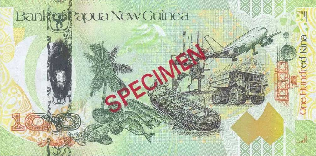 Back of Papua New Guinea p37s: 100 Kina from 2008