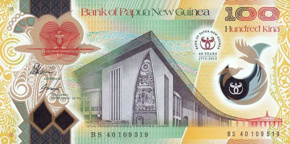 Front of Papua New Guinea p46: 100 Kina from 2013