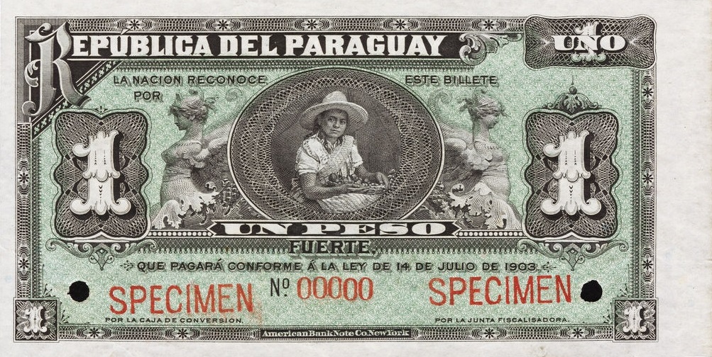 Front of Paraguay p106s2: 1 Peso from 1903