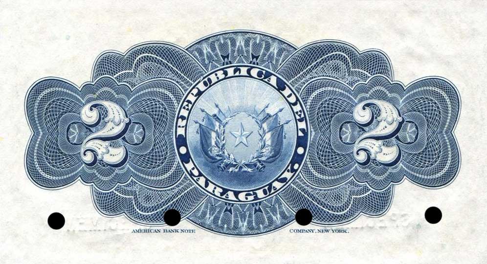Back of Paraguay p139s: 2 Pesos from 1916