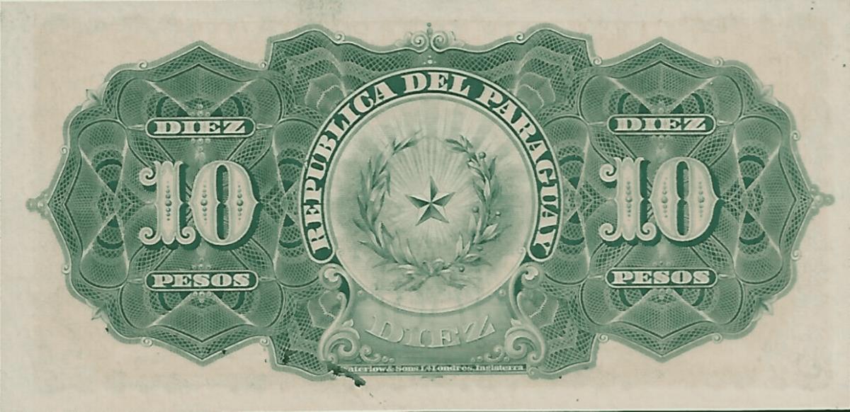 Back of Paraguay p157: 10 Pesos from 1907