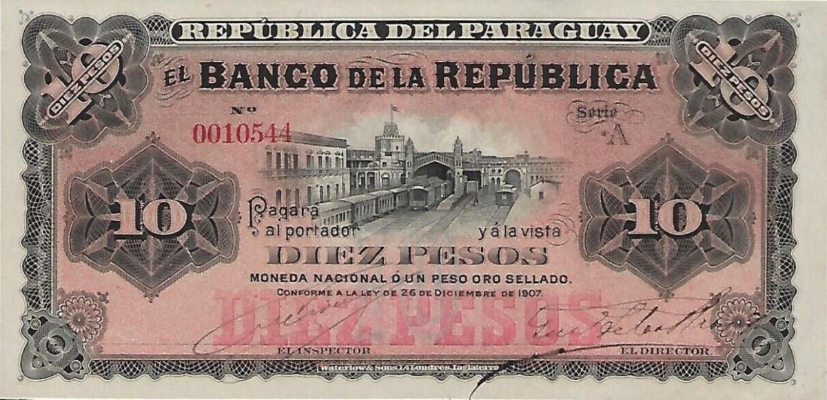 Front of Paraguay p157: 10 Pesos from 1907