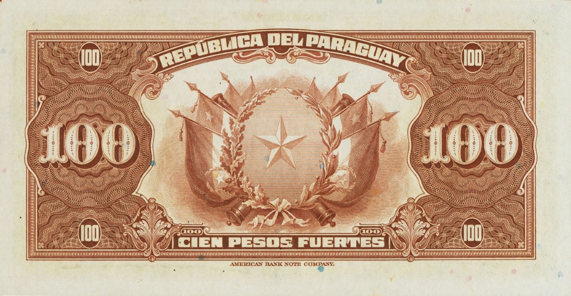 Back of Paraguay p167a: 100 Pesos from 1923
