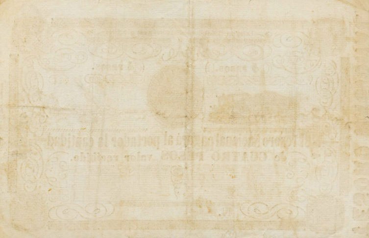 Back of Paraguay p16: 4 Pesos from 1862