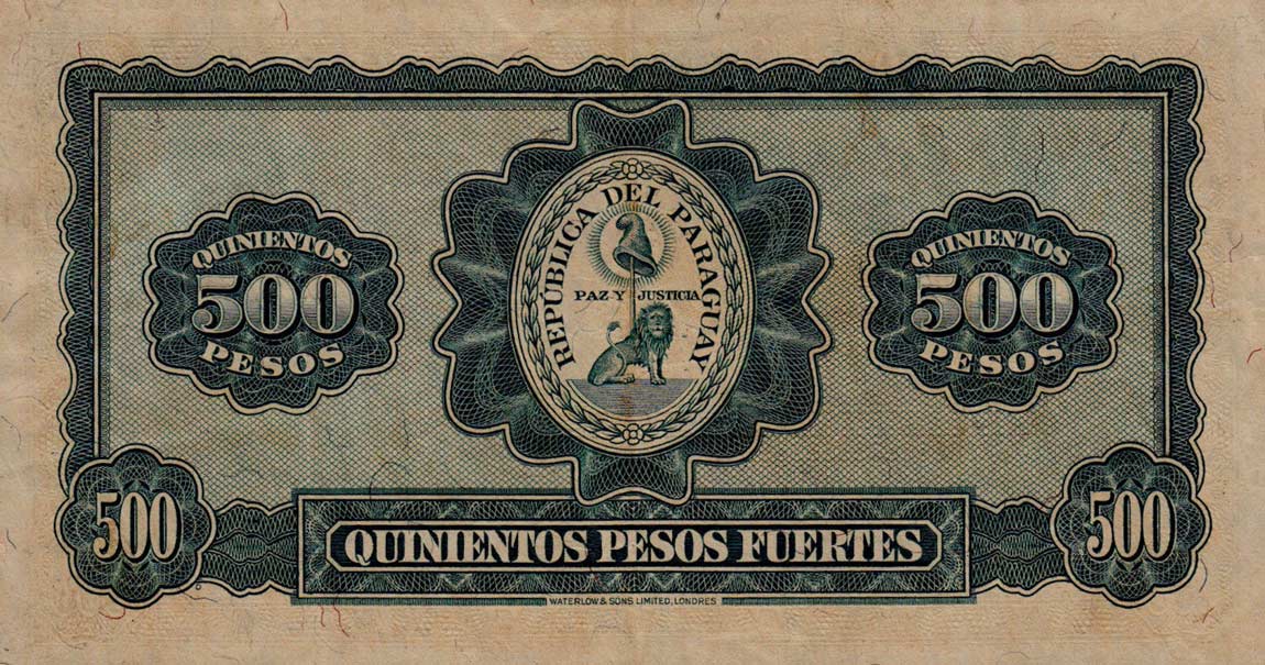 Back of Paraguay p174: 5 Guaranies from 1943