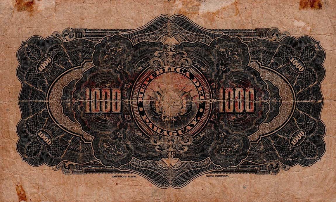 Back of Paraguay p176: 10 Guaranies from 1943