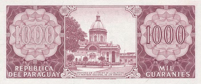 Back of Paraguay p201b: 1000 Guarani from 1952