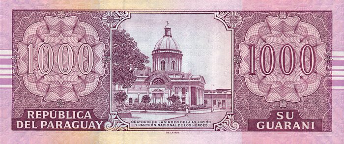 Back of Paraguay p222a: 1000 Guarani from 2004