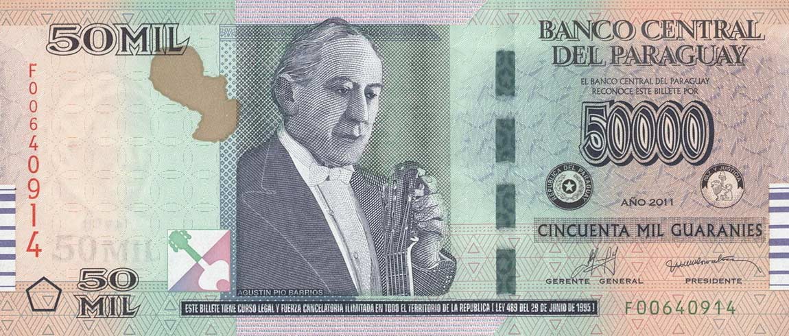 Front of Paraguay p232c: 50000 Guarani from 2011