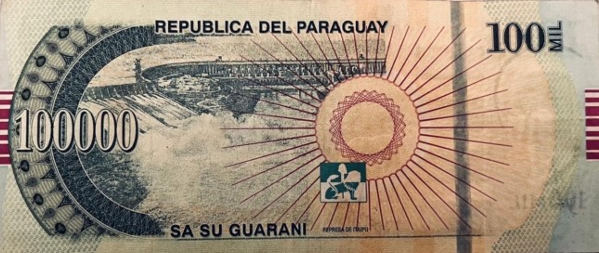 Back of Paraguay p233b: 100000 Guarani from 2008