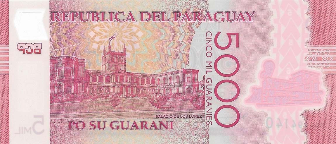 Back of Paraguay p234b: 5000 Guarani from 2016