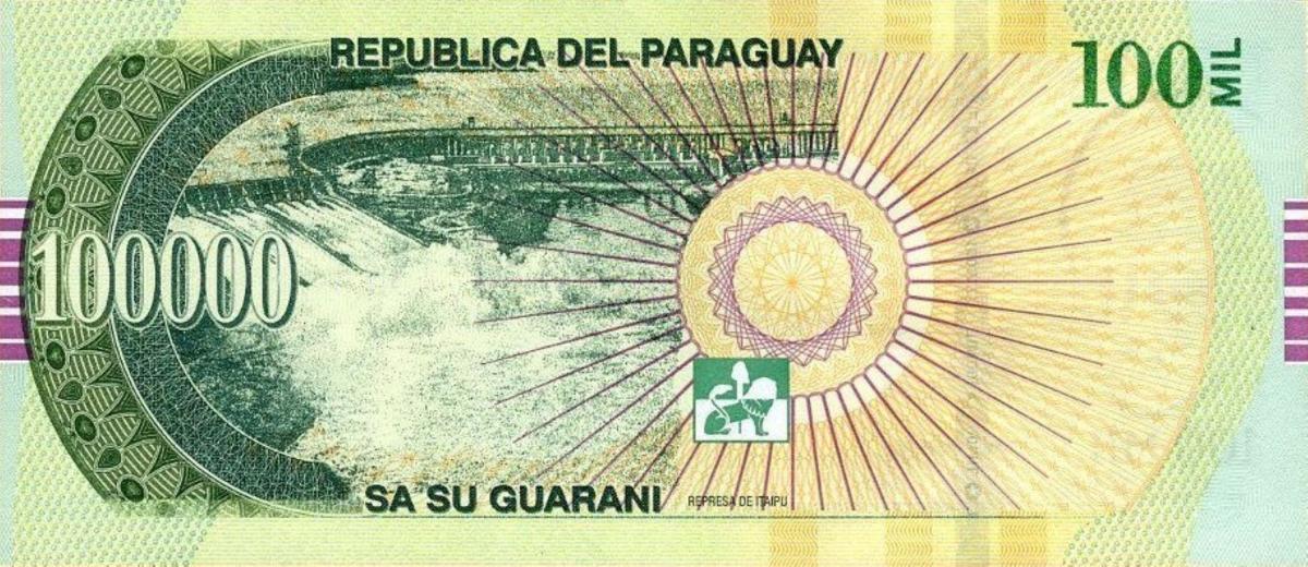 Back of Paraguay p240b: 100000 Guarani from 2016