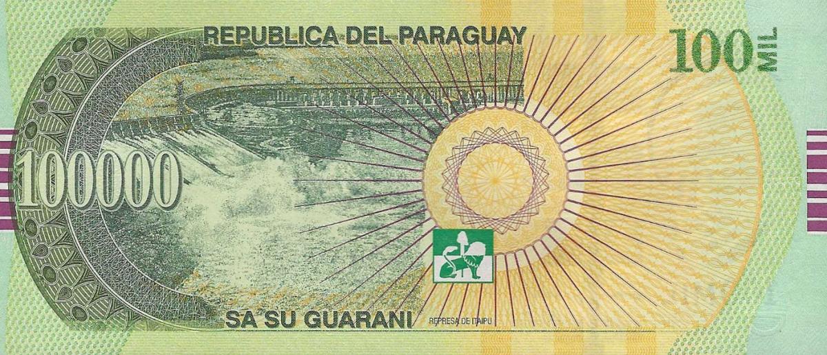 Back of Paraguay p240d: 100000 Guarani from 2021