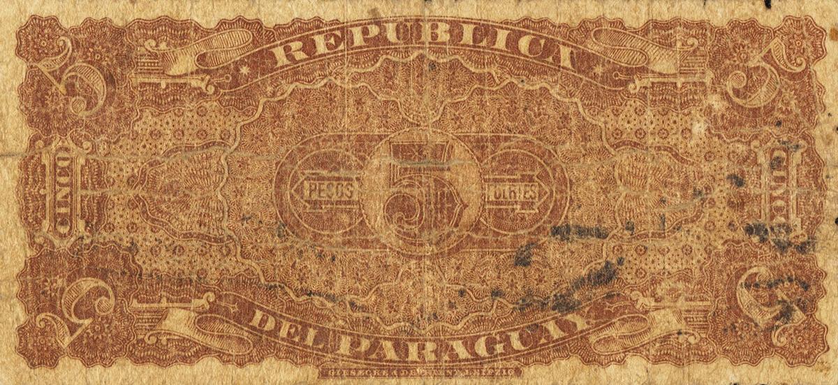 Back of Paraguay p89: 5 Pesos from 1894