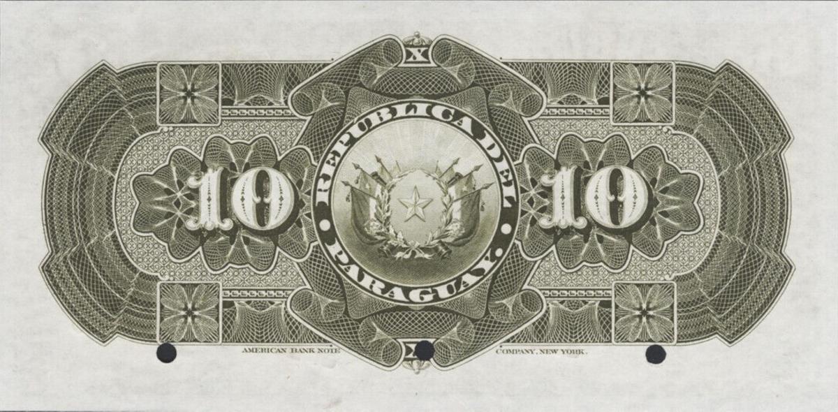 Back of Paraguay p99s: 10 Pesos from 1899