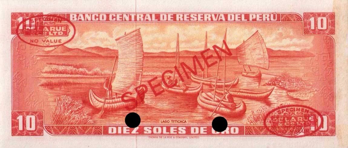 Back of Peru p100s: 10 Soles de Oro from 1969