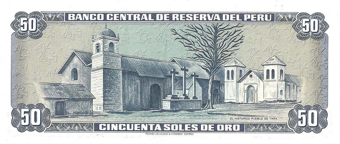 Back of Peru p101a: 50 Soles de Oro from 1969