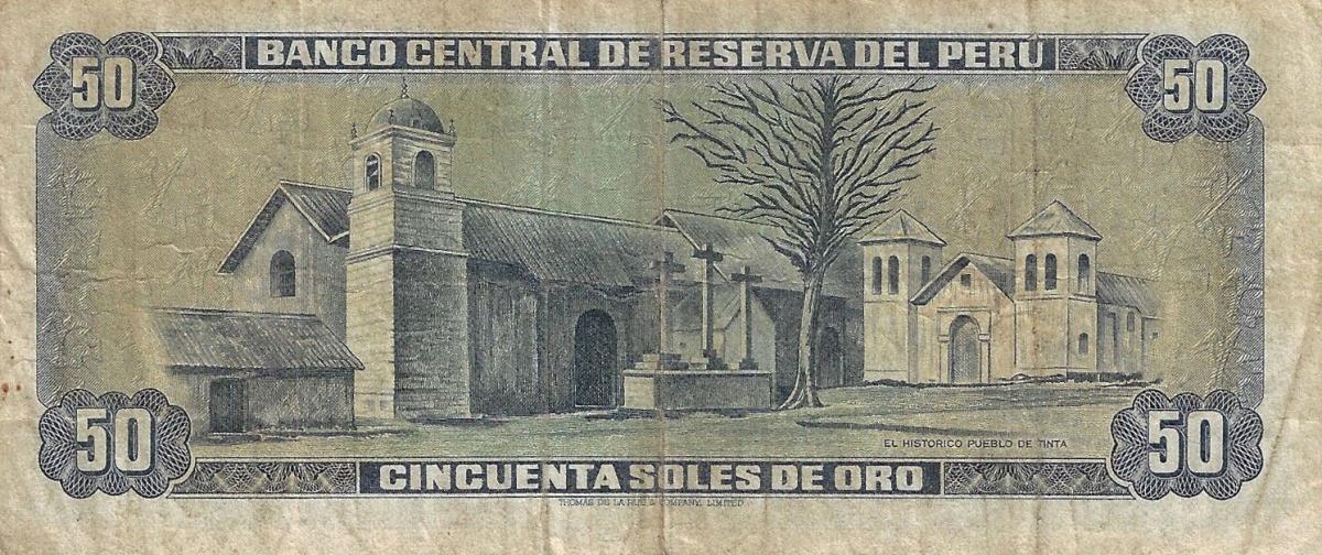Back of Peru p101b: 50 Soles de Oro from 1970