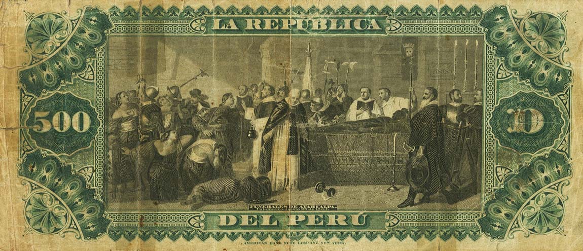 Back of Peru p10: 500 Soles from 1879