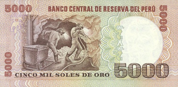 Back of Peru p119a: 5000 Soles de Oro from 1979