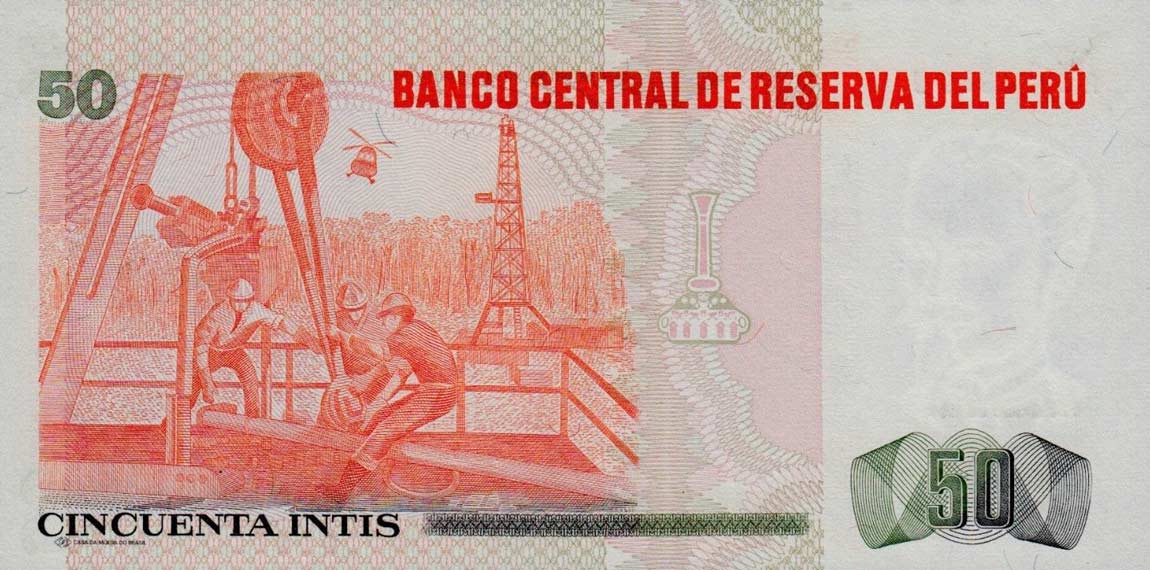 Back of Peru p131a: 50 Intis from 1986