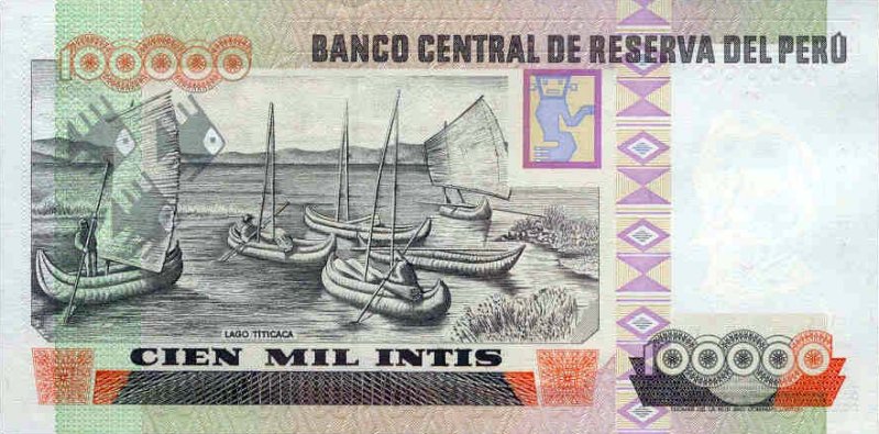 Back of Peru p144A: 100000 Intis from 1988