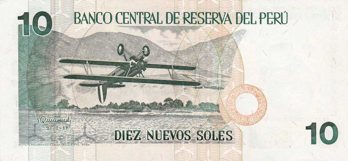 Back of Peru p151A: 10 Nuevos Soles from 1992