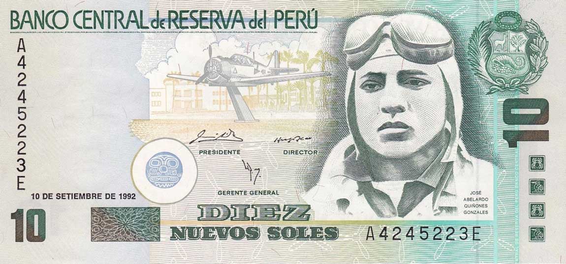 Front of Peru p151A: 10 Nuevos Soles from 1992