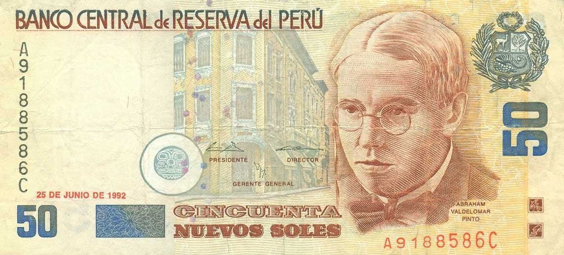 Front of Peru p154a: 50 Nuevos Soles from 1991