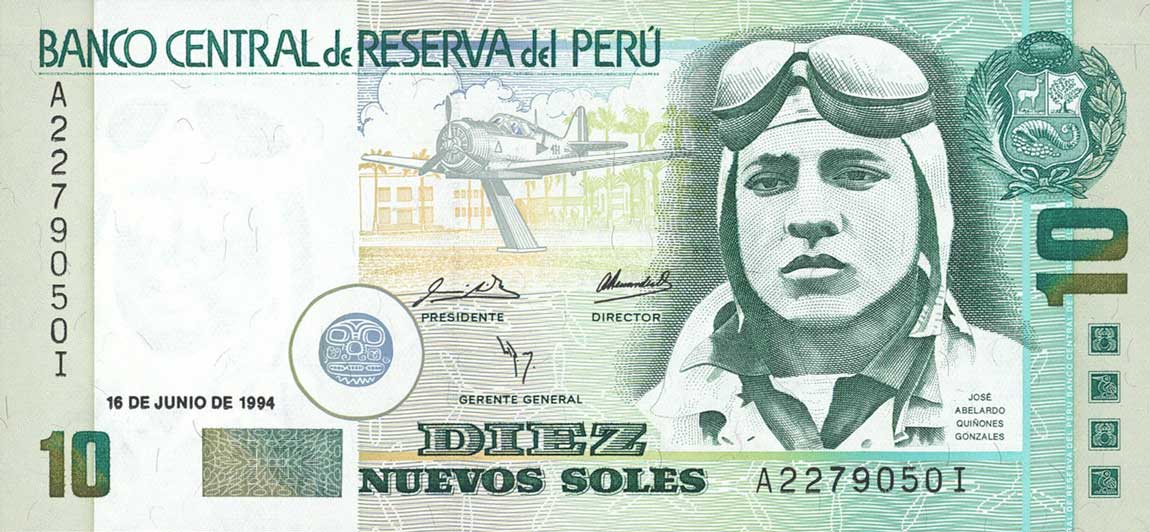 Front of Peru p156: 10 Nuevos Soles from 1994